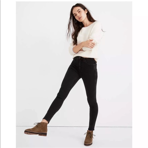 Madewell 10” High-Rise Skinny Jeans MA977 Black/Charcoal Stretch Size 26 $128 - Picture 1 of 11